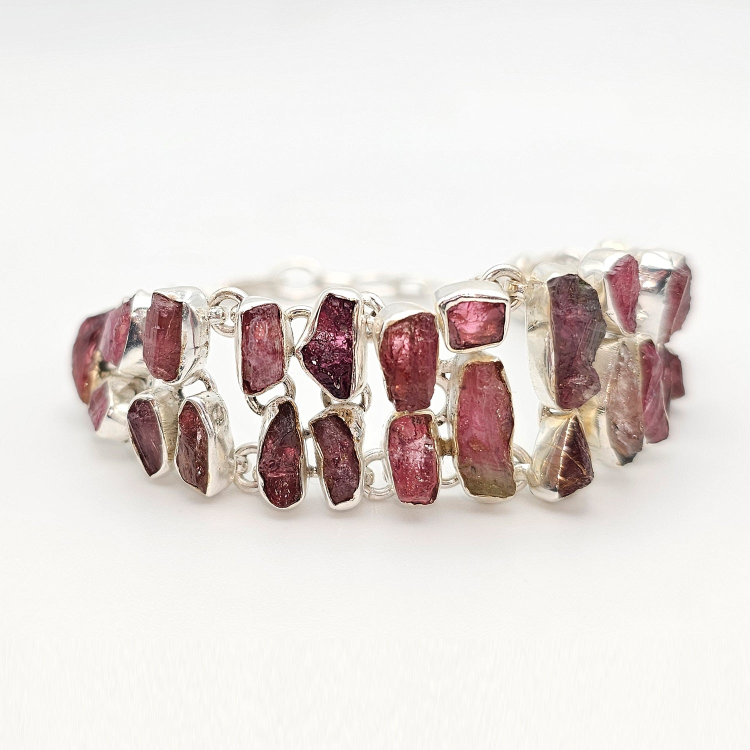 Silver Pink Tourmaline Bracelet