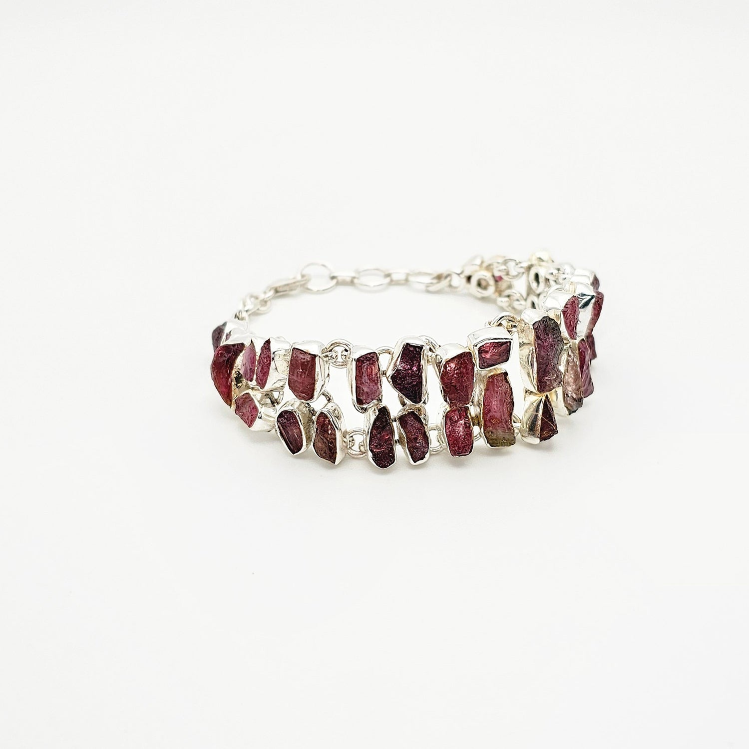 Silver Pink Tourmaline Bracelet