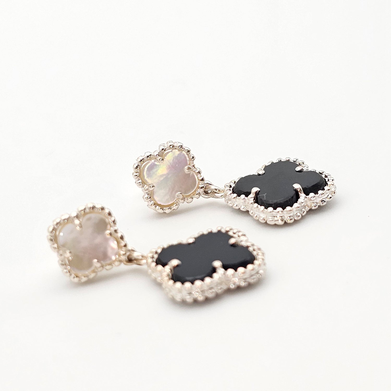 Clover Leaf Shape Silver Earrings