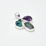 Raw Multicolor Natural Gemstone  Pendant (Without Chain)