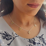 Small Clover Leaf Tiger Eye  Necklace