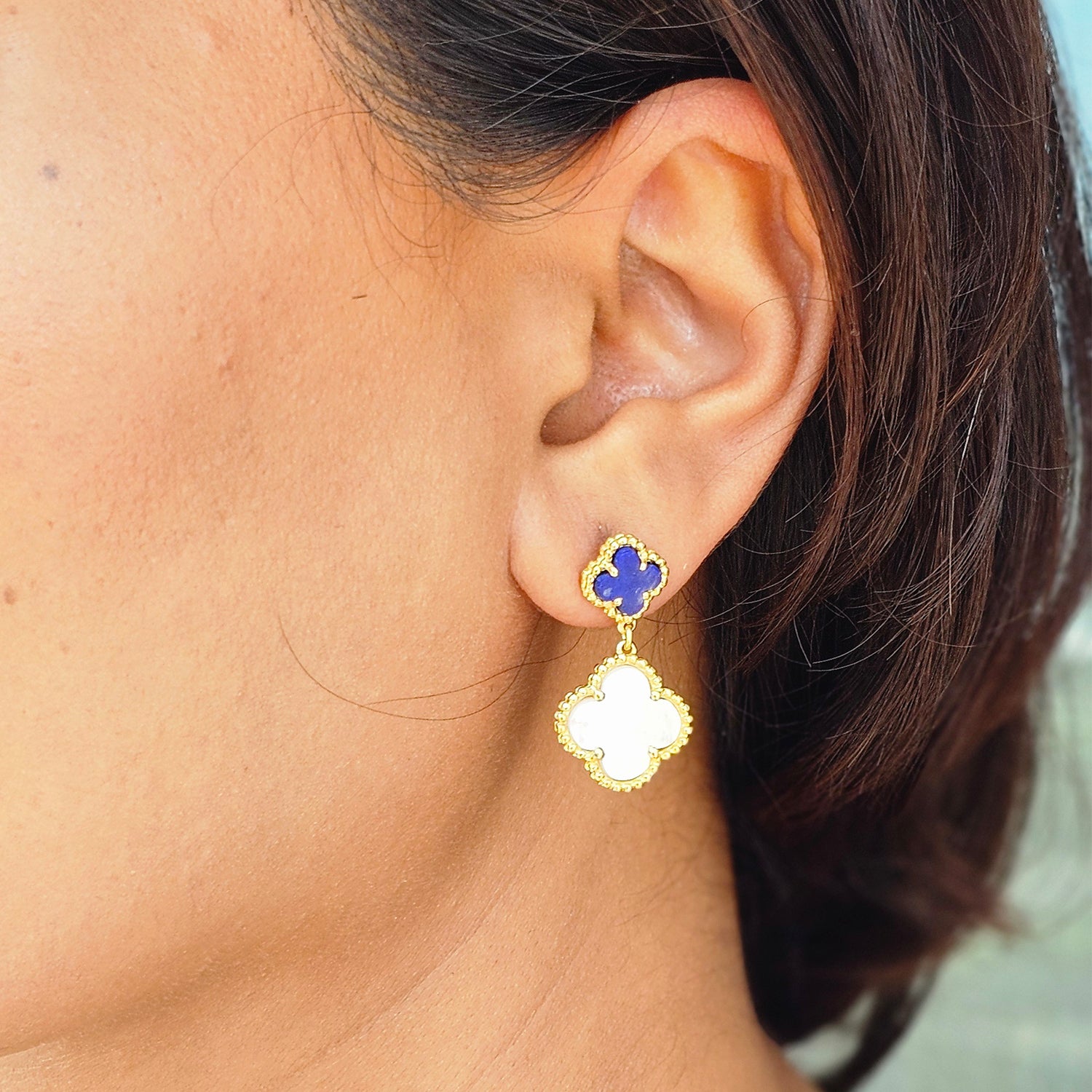 Clover Leaf Shape Earrings -Gold  Plated