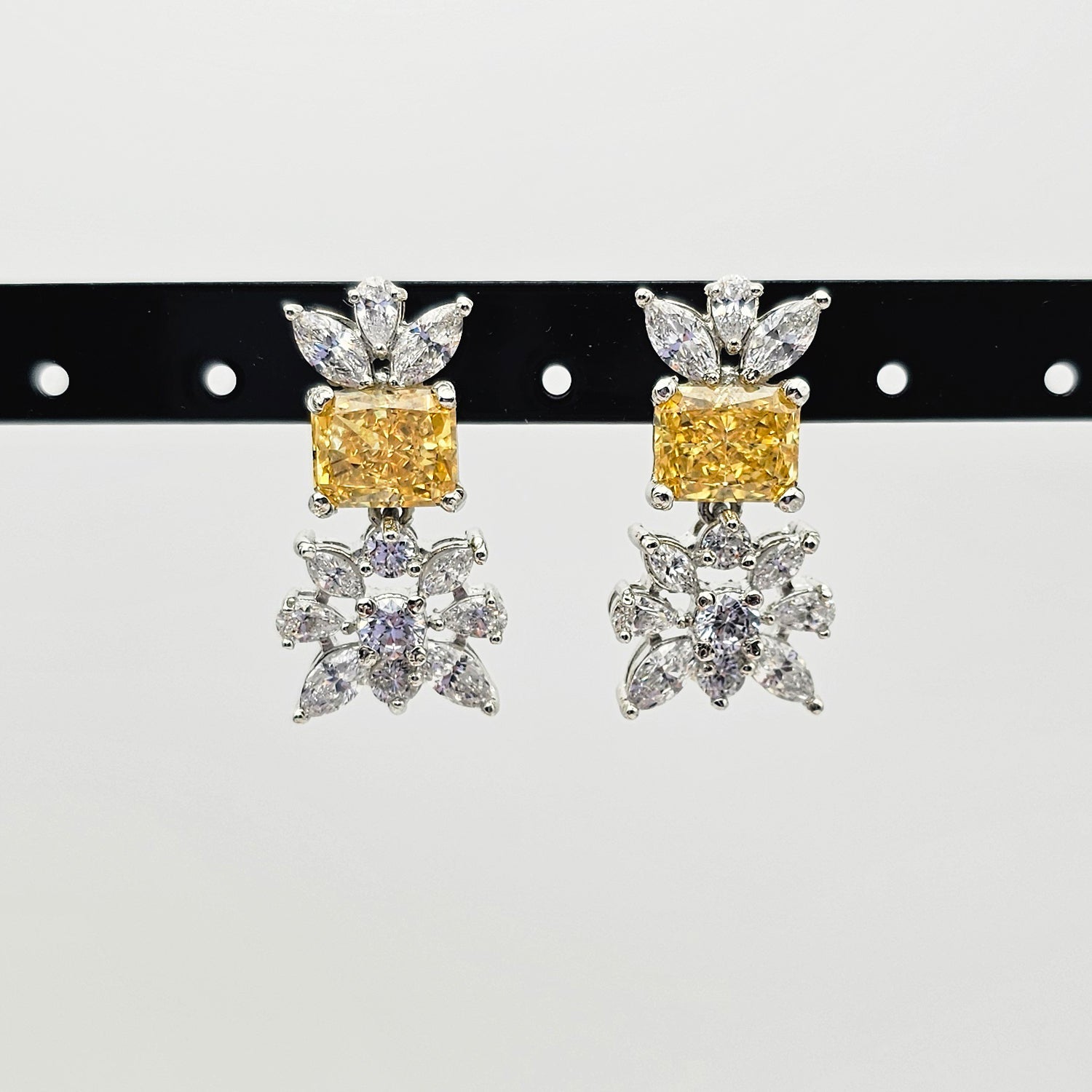 Mixed Shape Cut Yellow and White  Swarovski Earrings