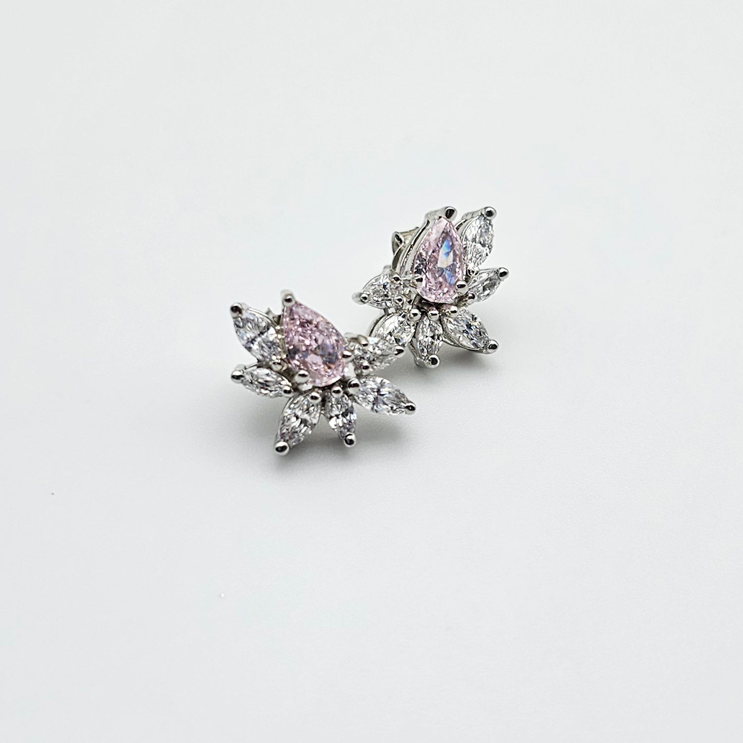 Classic Pink and White Swarovski  Clustered Studs