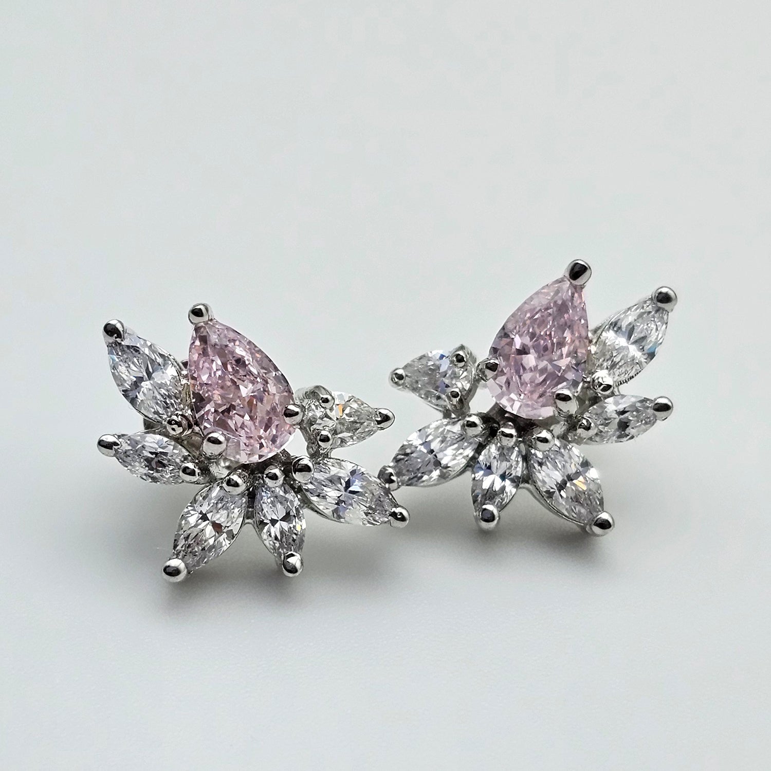 Classic Pink and White Swarovski  Clustered Studs