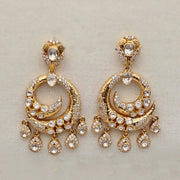 Silver Earrings With Moissanite Polki