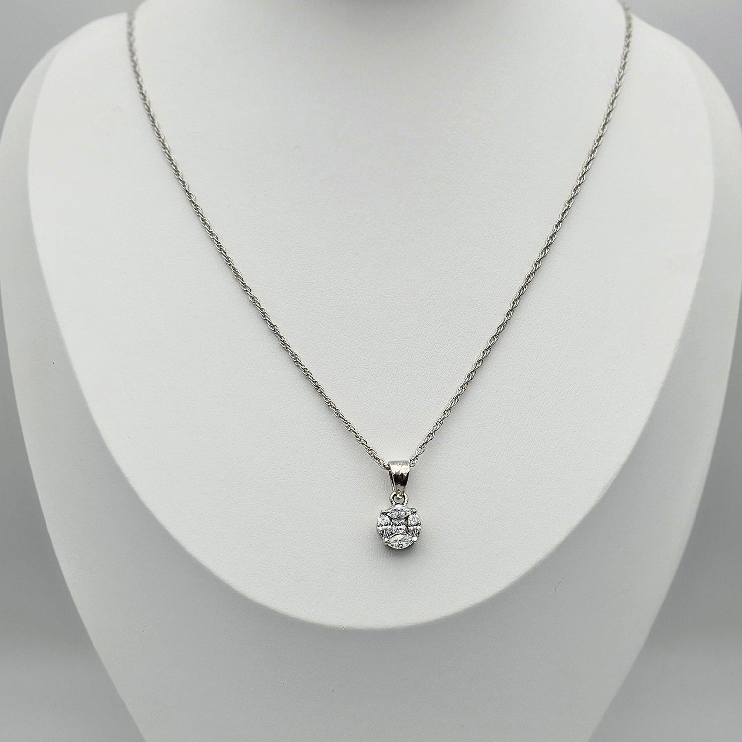 White Swarovski Pendant With  Silver Chain