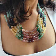 Multicolor-Russian Oval Bead Necklace