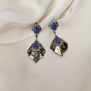 Natural Tanzanite & Diamond shell Earrings