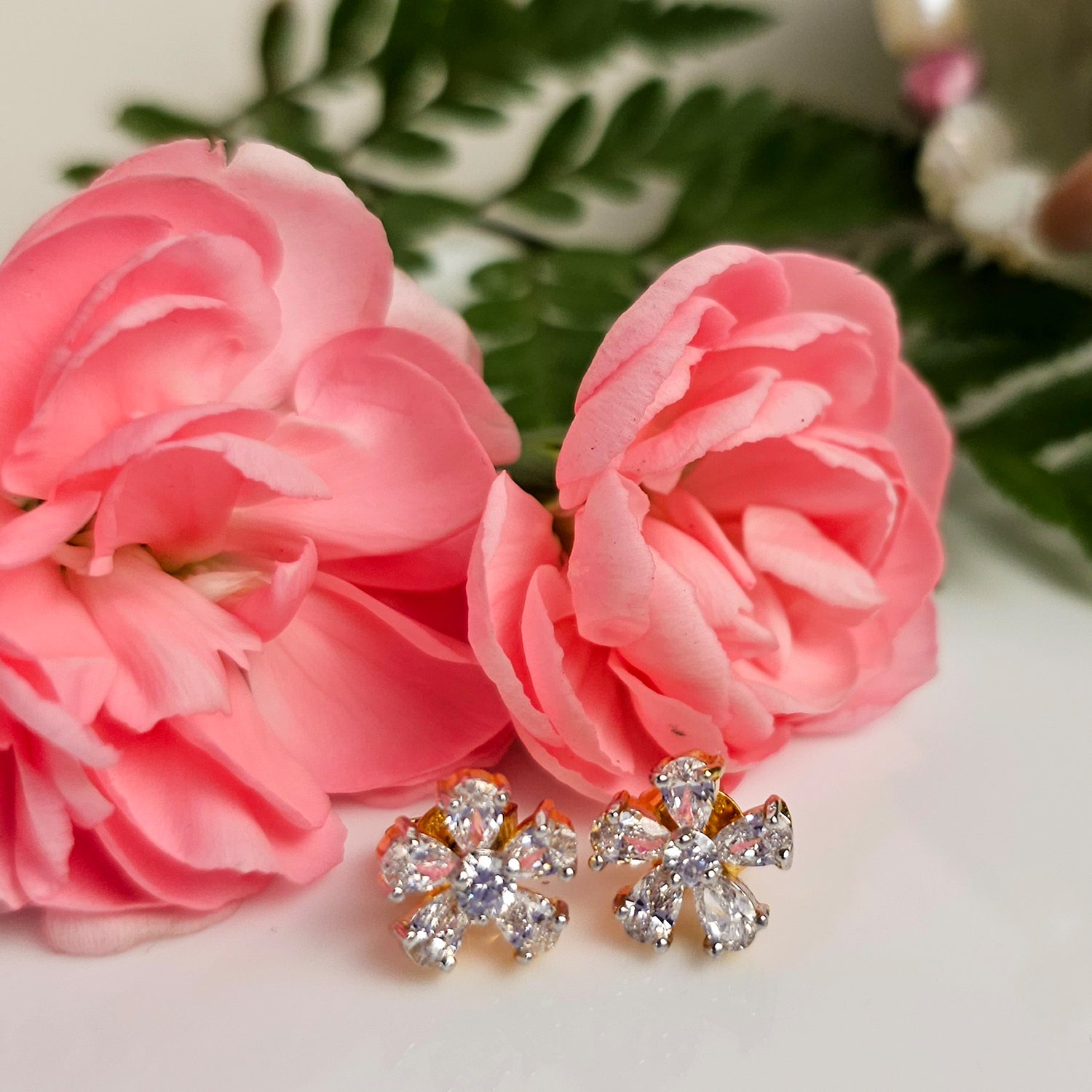 Flower Shaped Swarovski Earrings