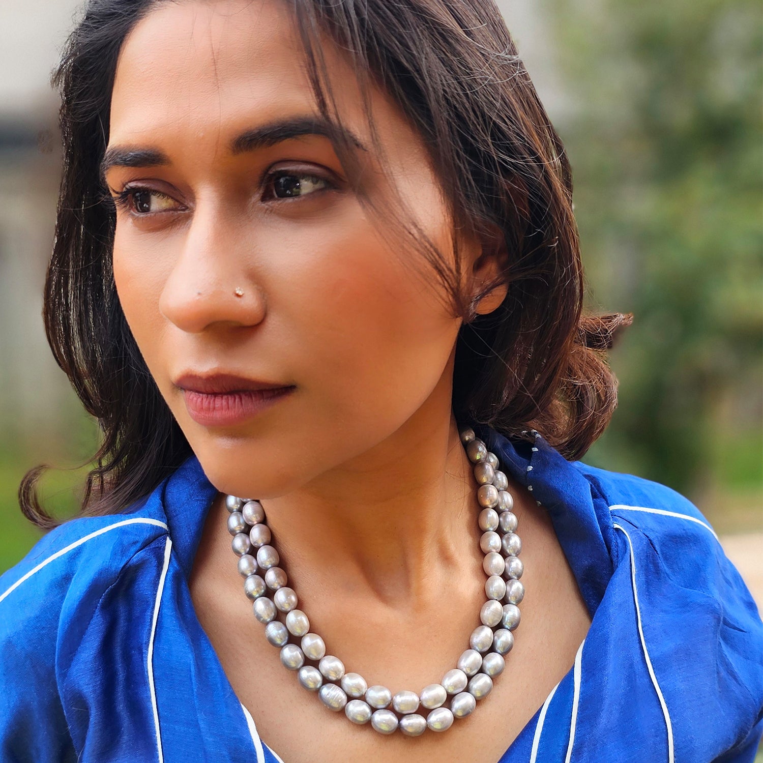 Luminous Grey Pearl Necklace