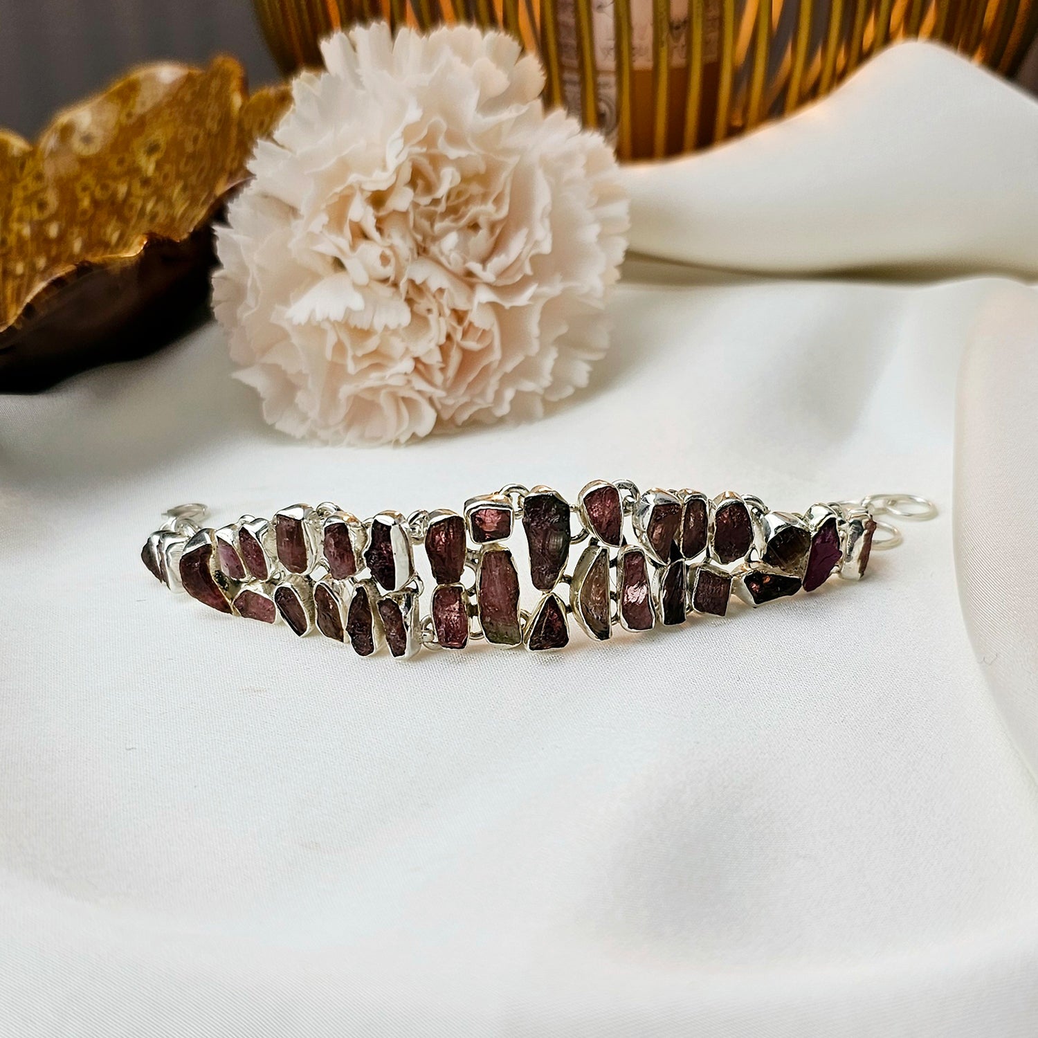 Silver Pink Tourmaline Bracelet