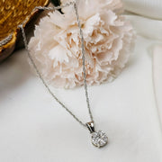 White Swarovski Pendant With  Silver Chain