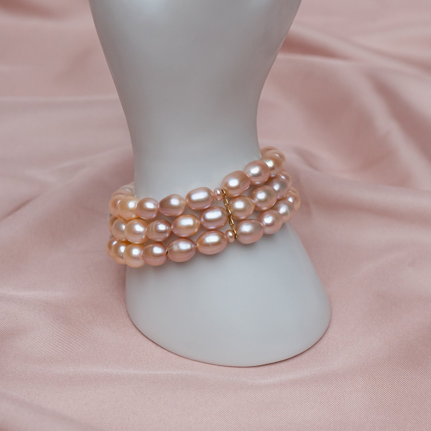 Multicolored Three Tone Pearl Bracelet  Three Strings