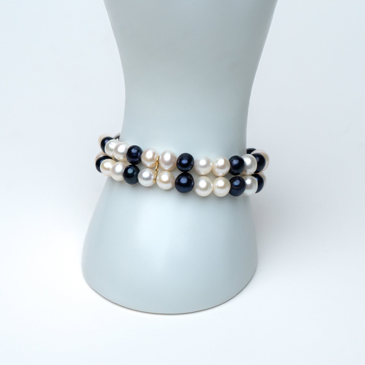 Black White 6-7mm AA Quality Double Standered Design |Freshwater Cultured Pearl Bracelet