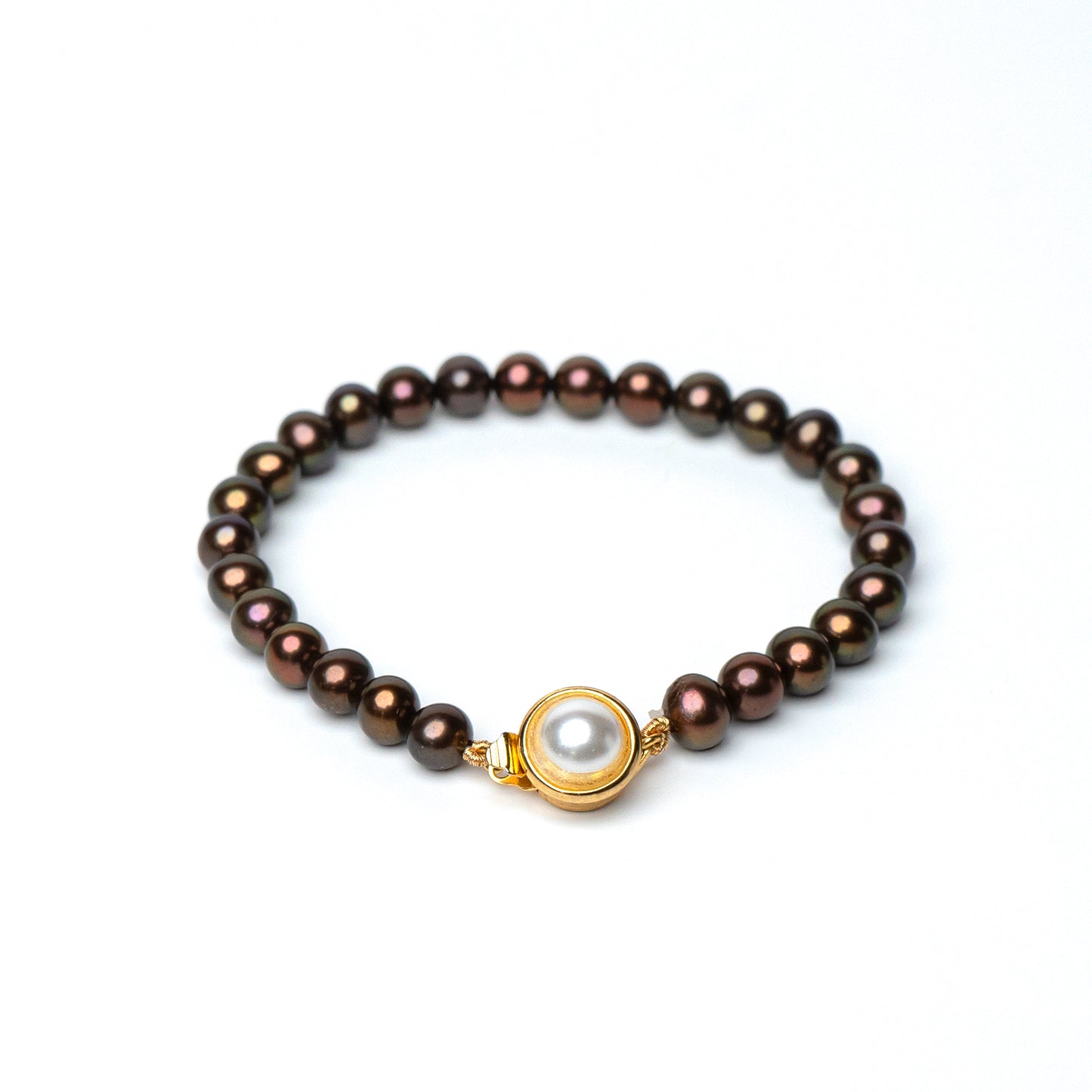 Metallic Bronze Pearl Bracelet – 6mm Freshwater Pearls | 7.5"