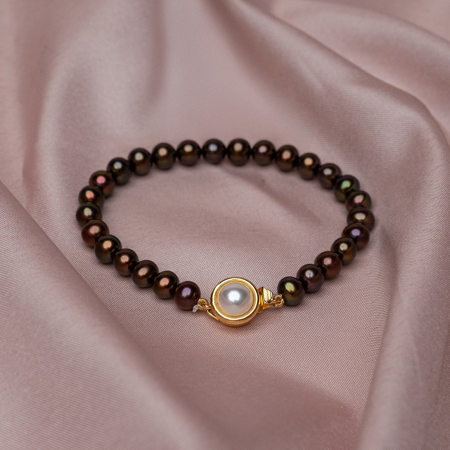 Plain Metallic Pearl Bracelet  (Single Piece)