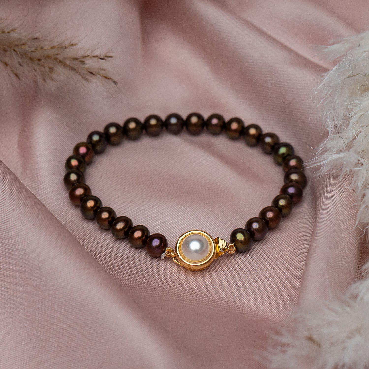 Plain Metallic Pearl Bracelet  (Single Piece)