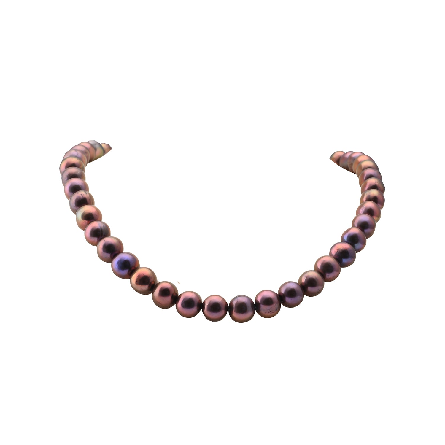 Metallic Blueish Purple Pearl Necklace Single  String (With Earrings)