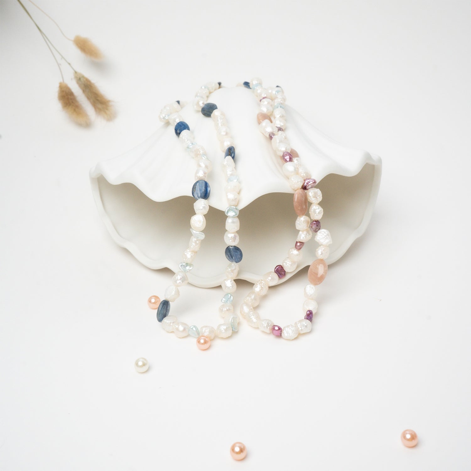 Mother of Pearl and Beads Long  Necklace