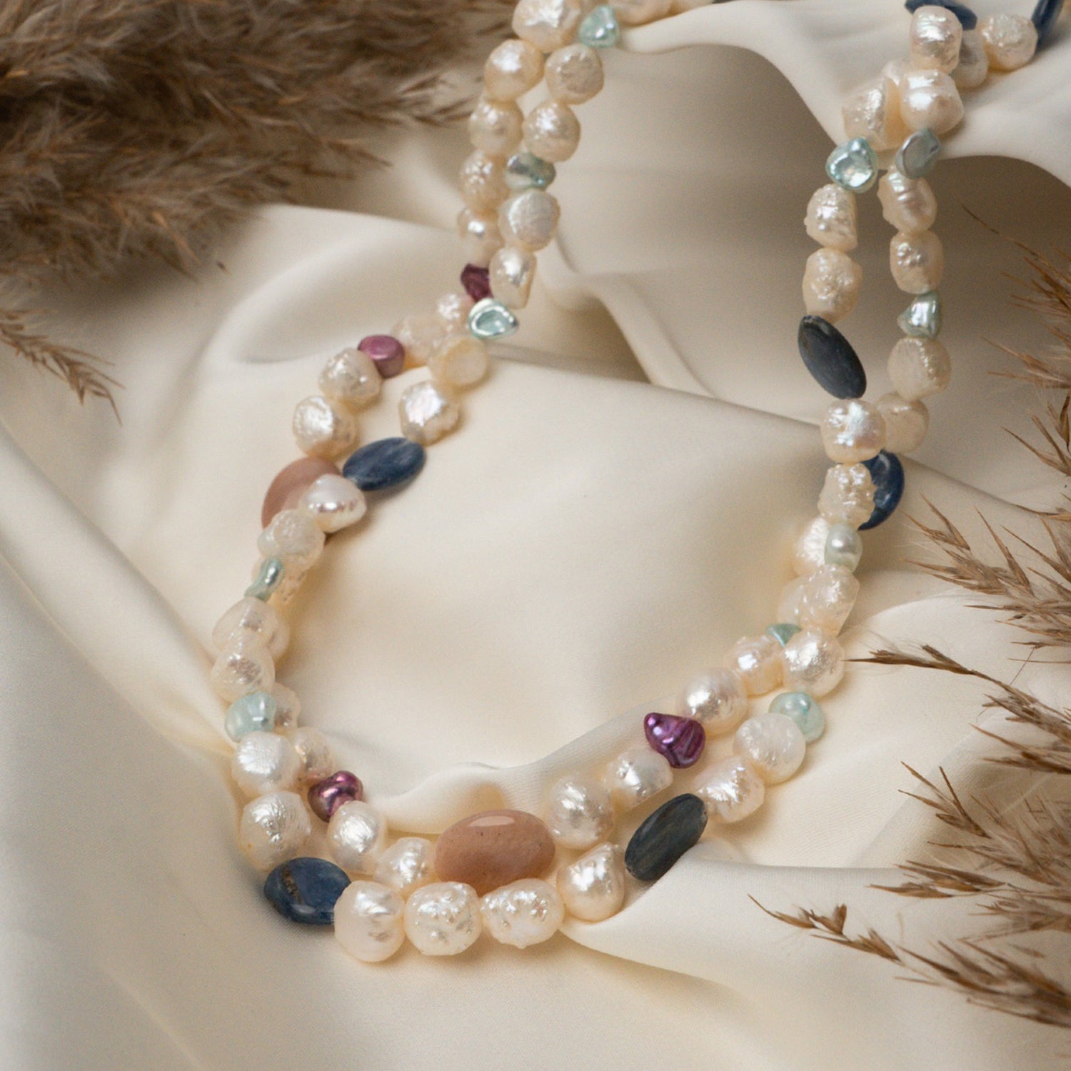Mother of Pearl and Beads Long  Necklace