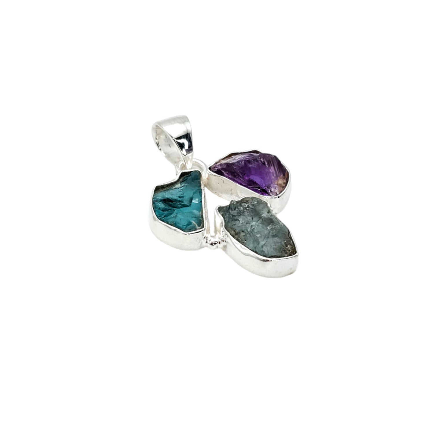Raw Multicolor Natural Gemstone  Pendant (Without Chain)