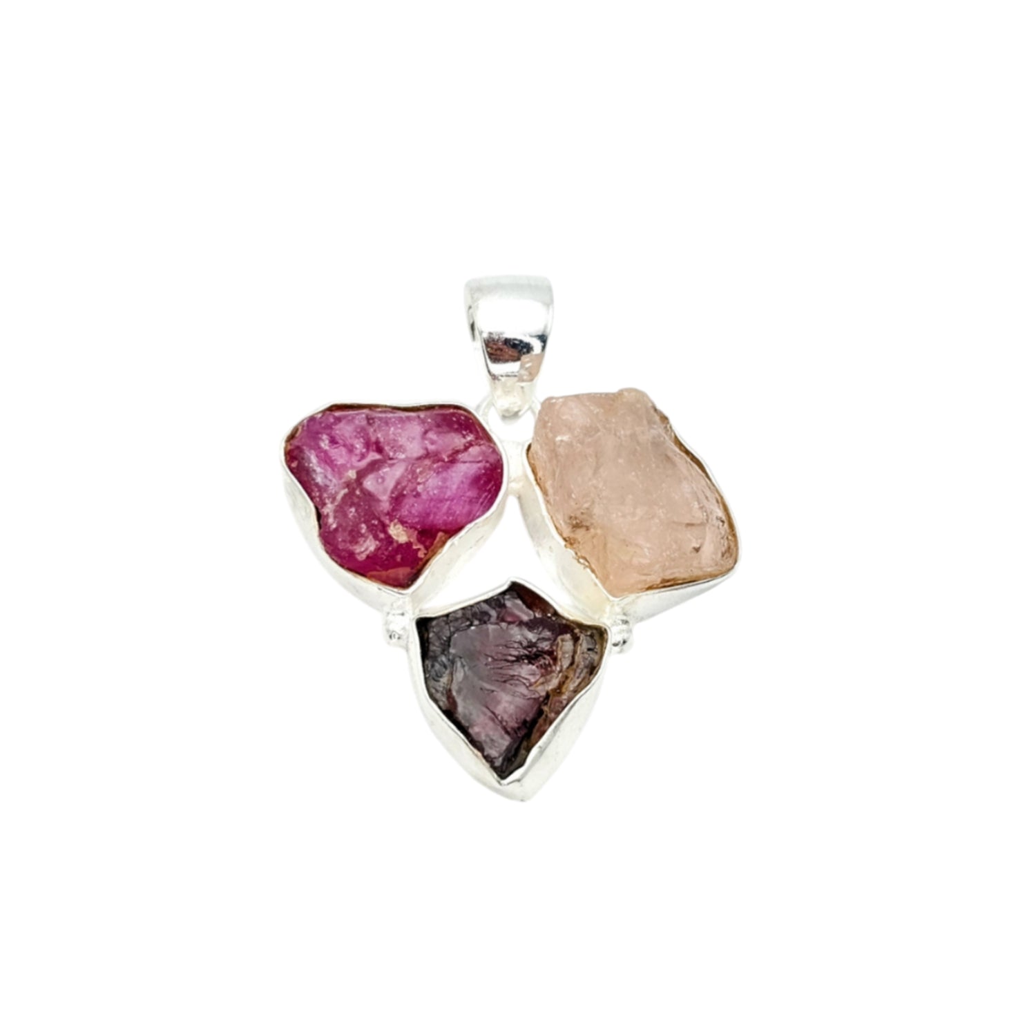 Raw Multicolor Natural Gemstone  Pendant (Without Chain)