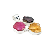 Raw Multicolor Natural Gemstone  Pendant (Without Chain)