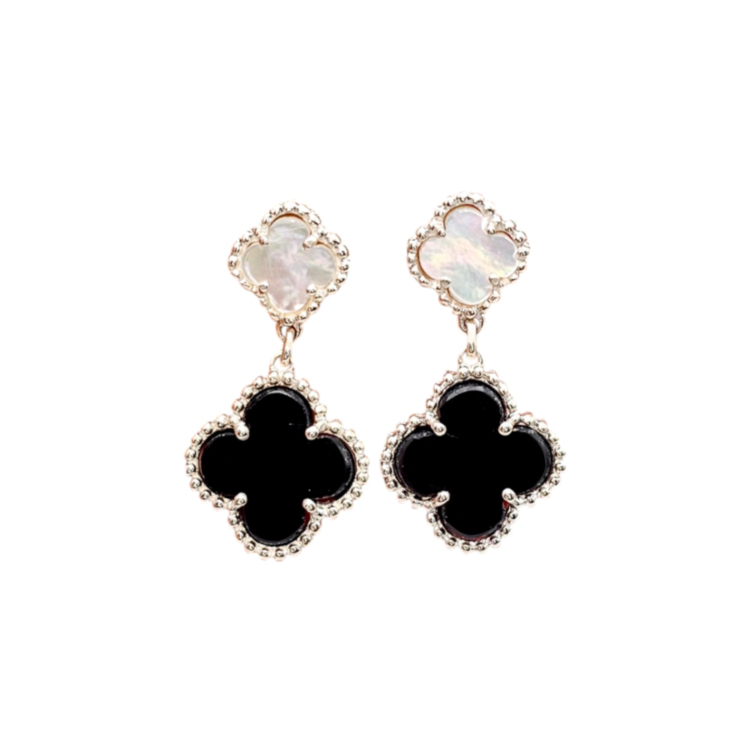 Clover Leaf Shape Silver Earrings