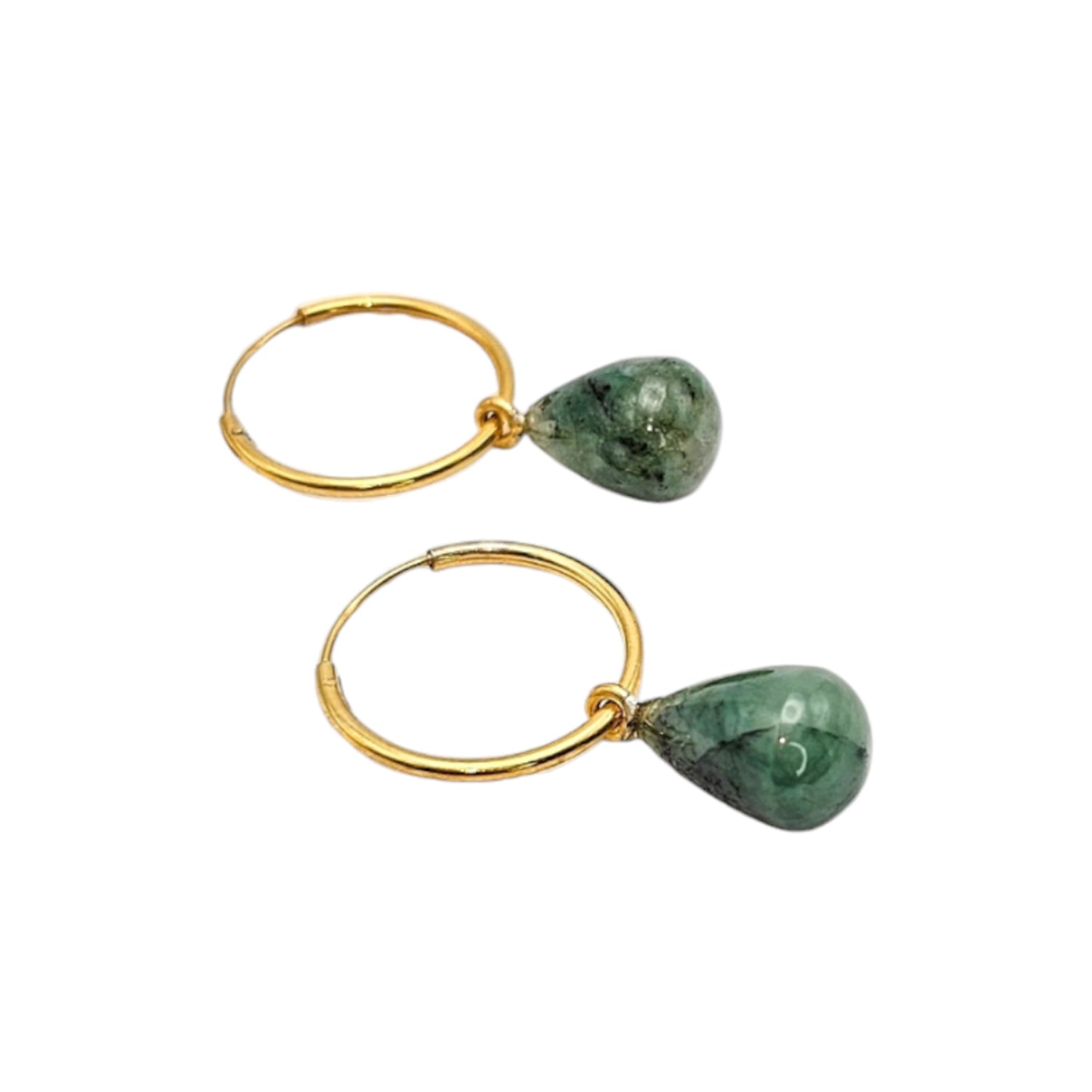 Natural Emerald drop earrings  Gold Plated