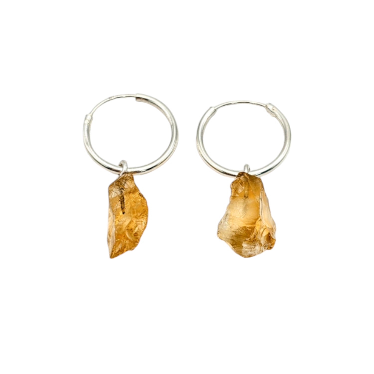 Raw Natural Citrine Silver Earrings