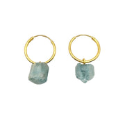 Raw Natural Aquamarine Earrings Gold Plated