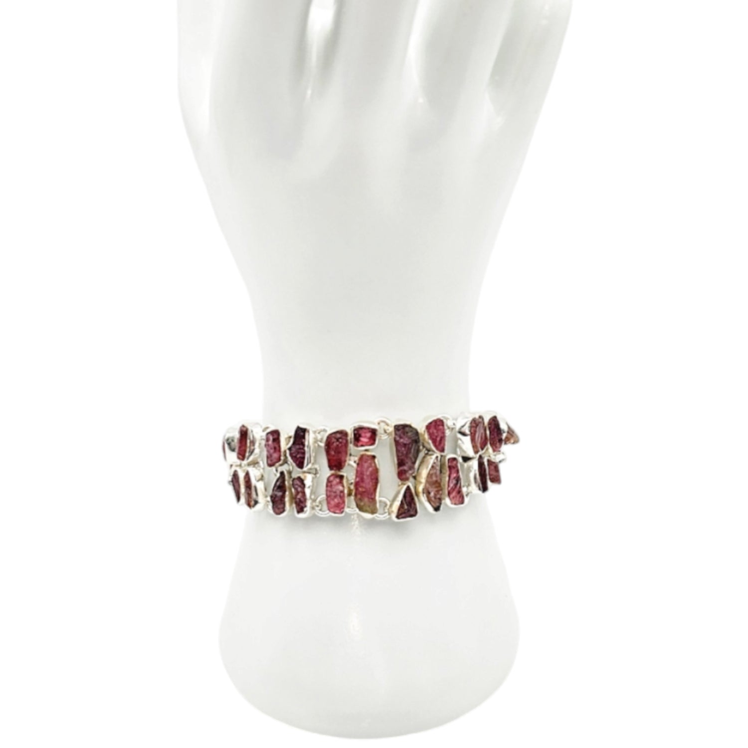 Silver Pink Tourmaline Bracelet