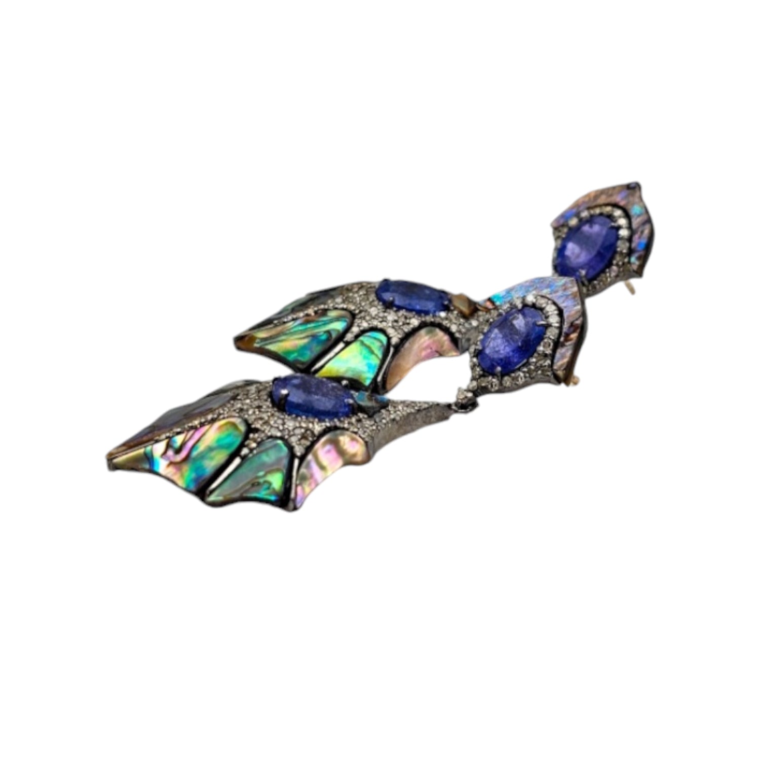 Natural Tanzanite & Diamond shell Earrings