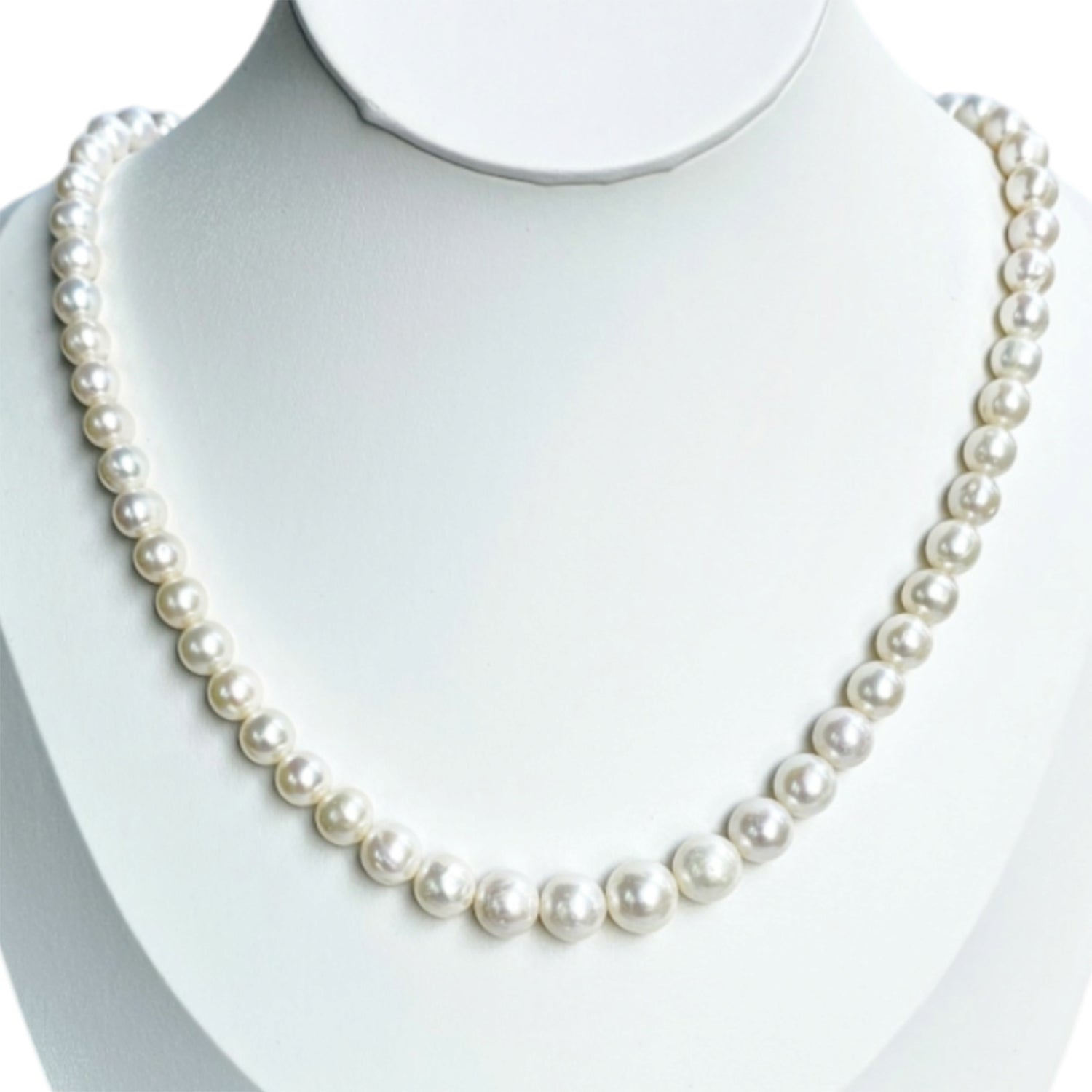 Ascending-White Freshwater Pearl  Necklace (Earrings Included)