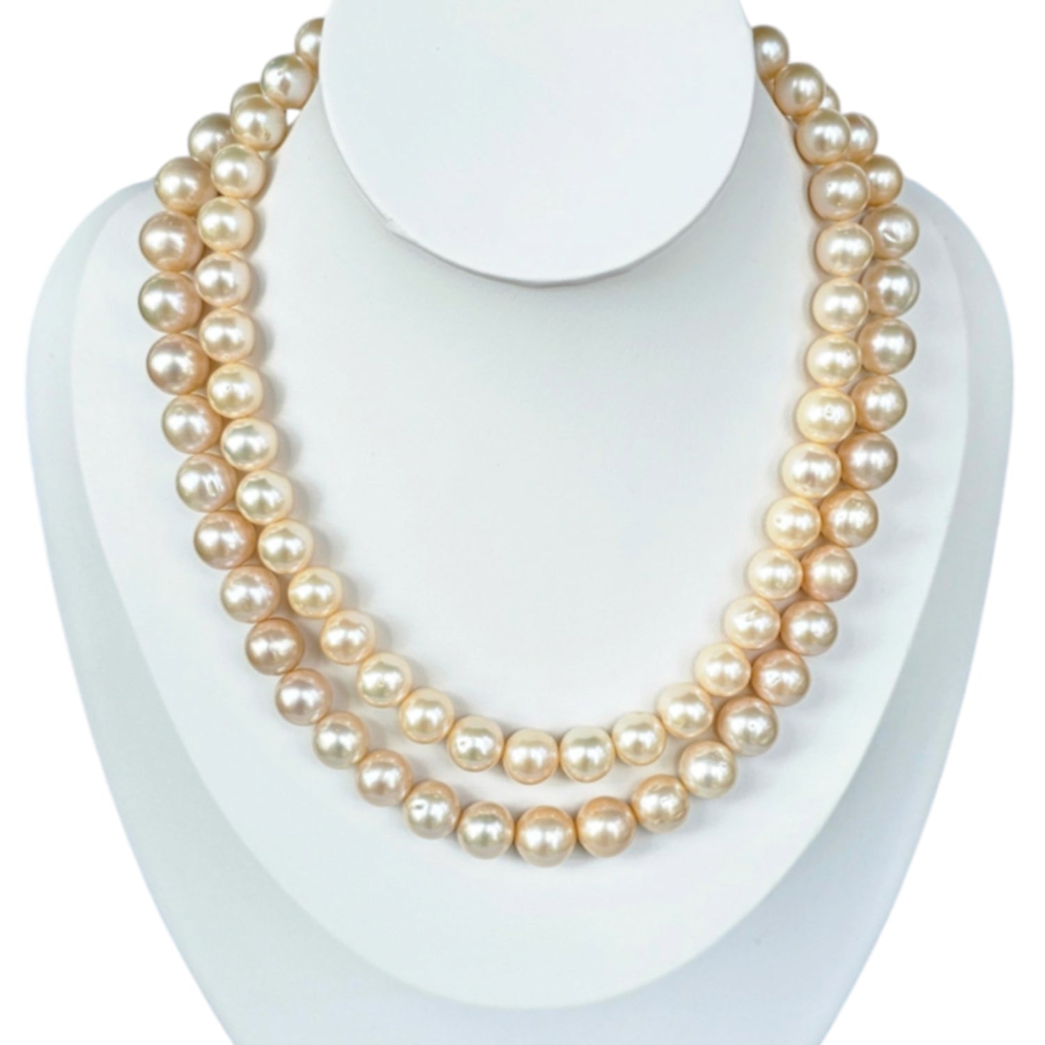 Luminous peach color  freshwater pearl necklace (With  Earrings)