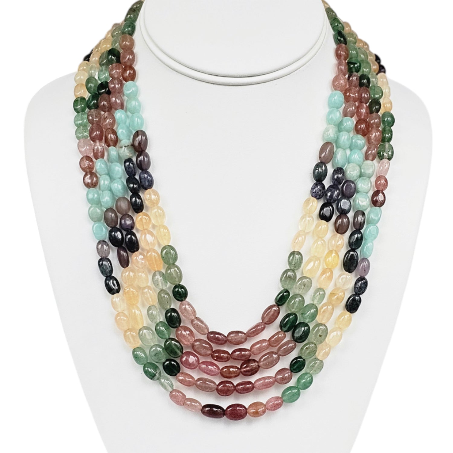 Multicolor-Russian Oval Bead Necklace