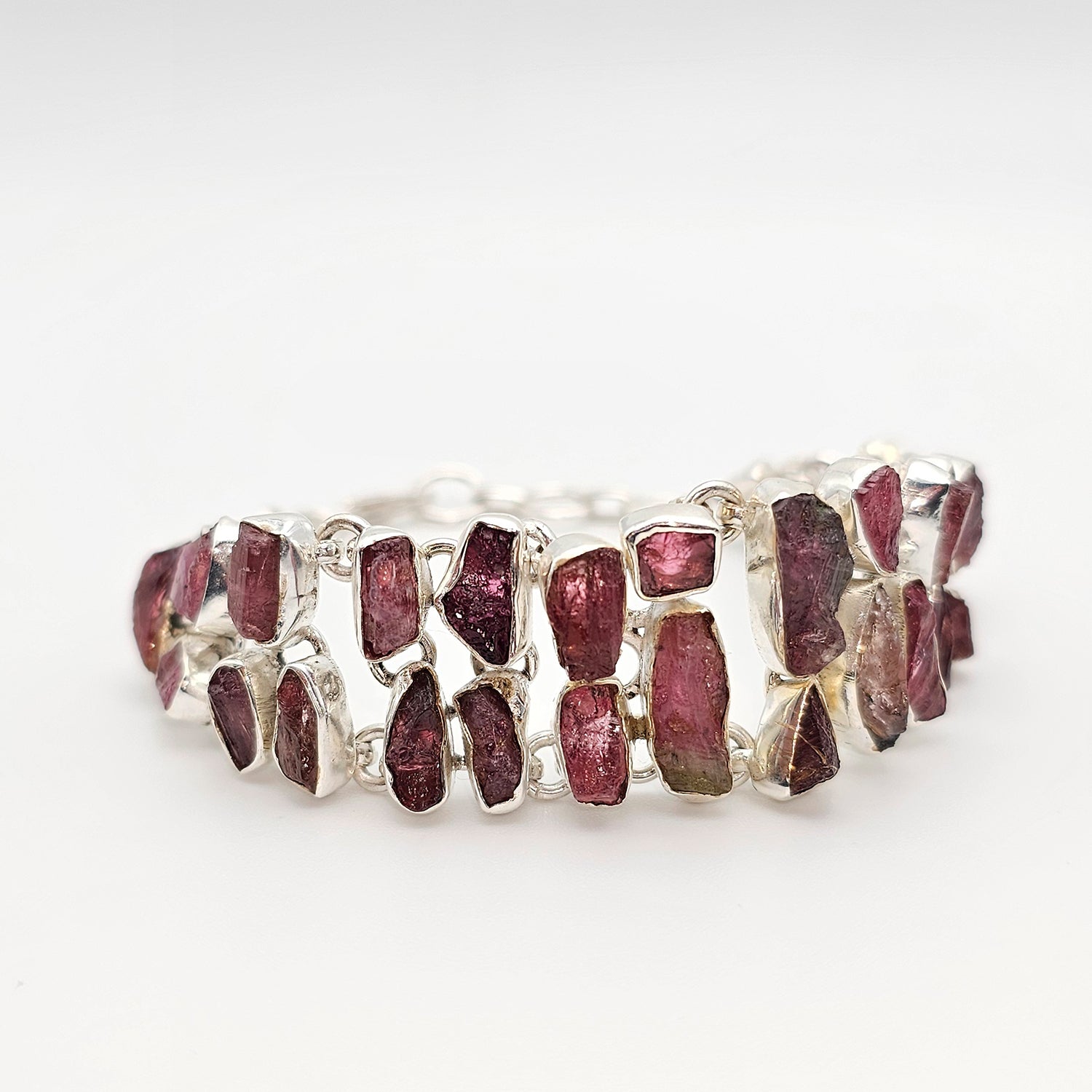 Silver Pink Tourmaline Bracelet