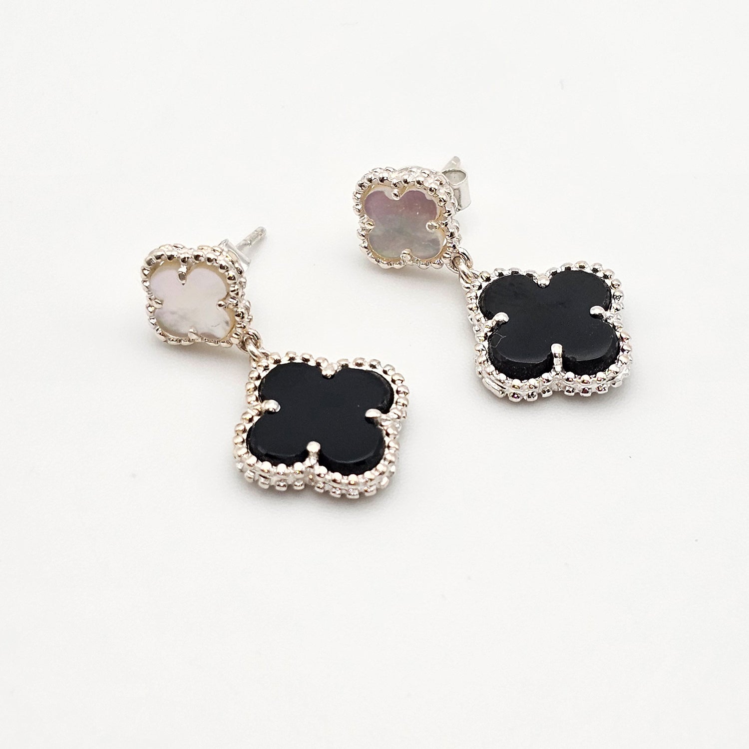 Clover Leaf Shape Silver Earrings