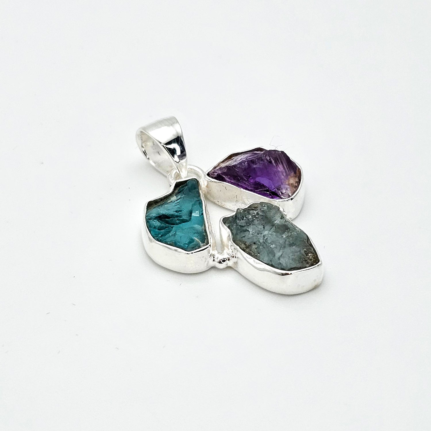 Raw Multicolor Natural Gemstone  Pendant (Without Chain)