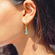 Natural Emerald drop earrings  Gold Plated