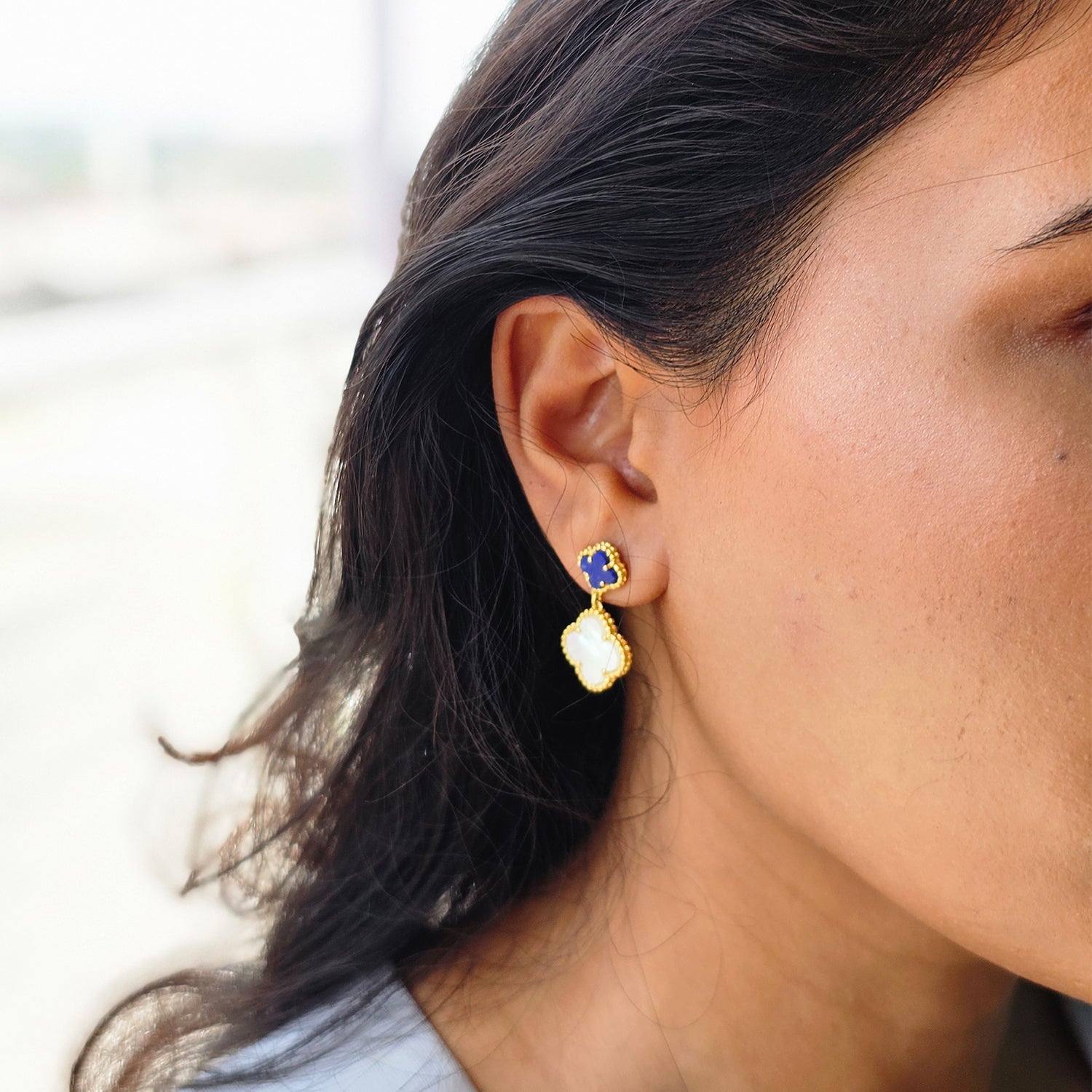 Clover Leaf Shape Earrings -Gold  Plated