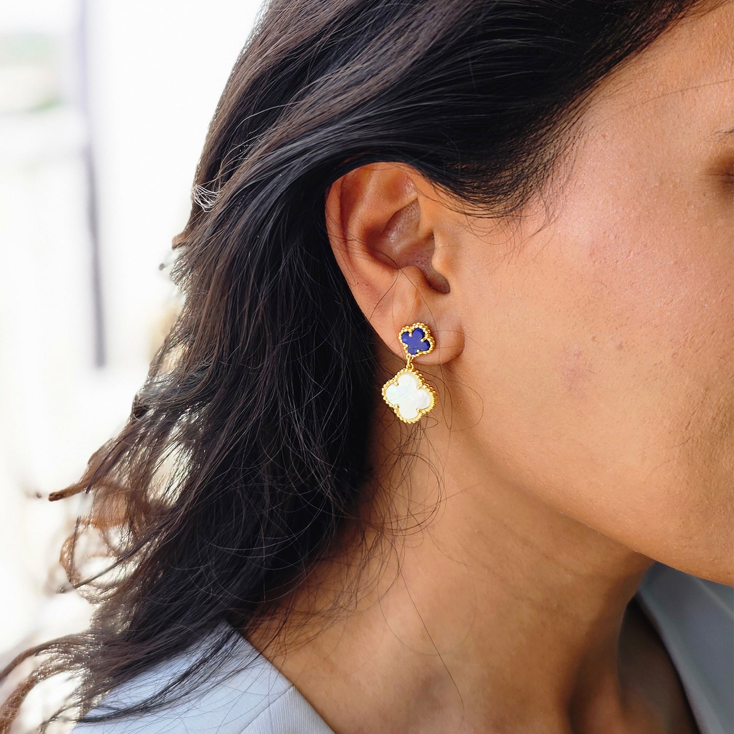 Clover Leaf Shape Earrings -Gold  Plated