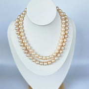Luminous peach color  freshwater pearl necklace (With  Earrings)