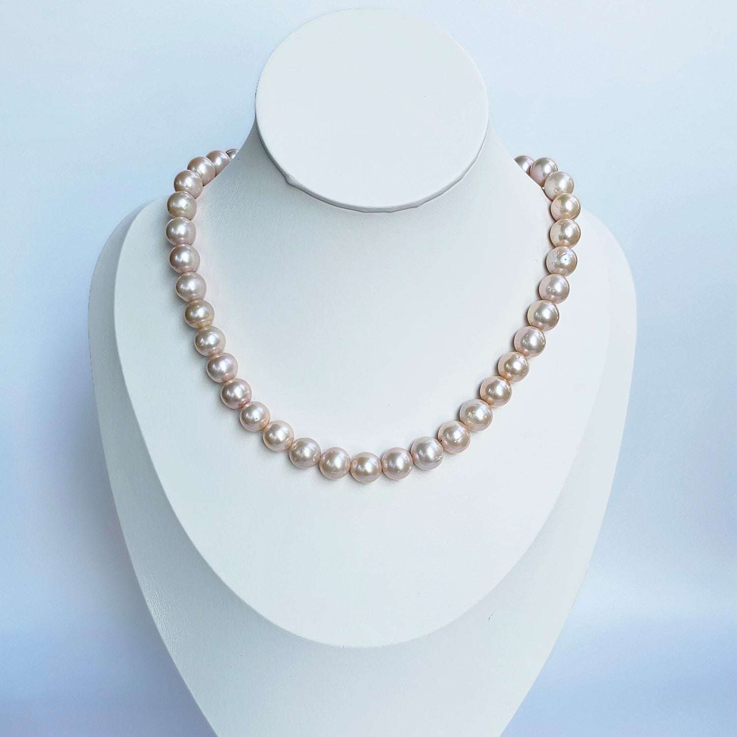 Luminous pink color freshwater pearl  necklace (With Earrings)