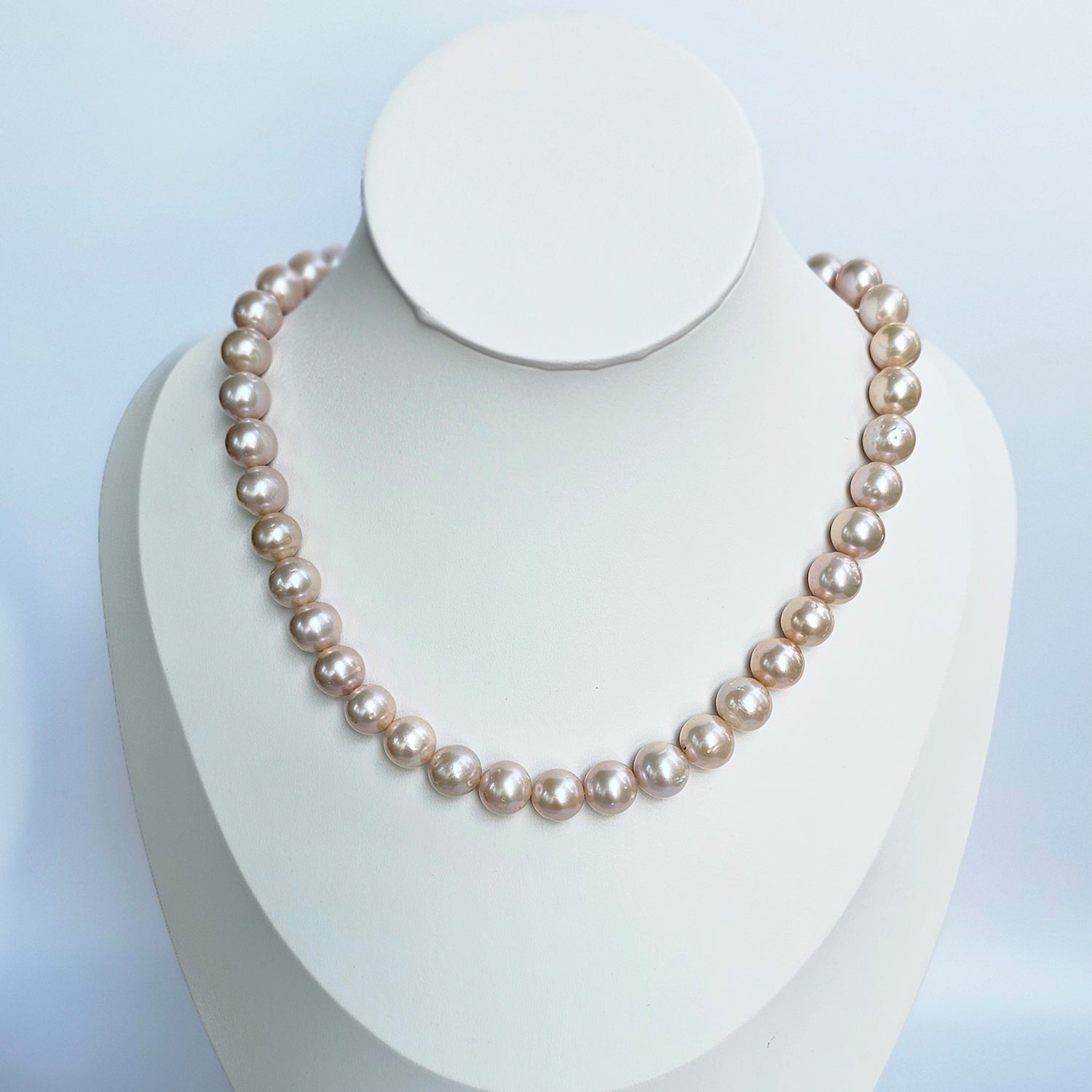 Luminous pink color freshwater pearl  necklace (With Earrings)