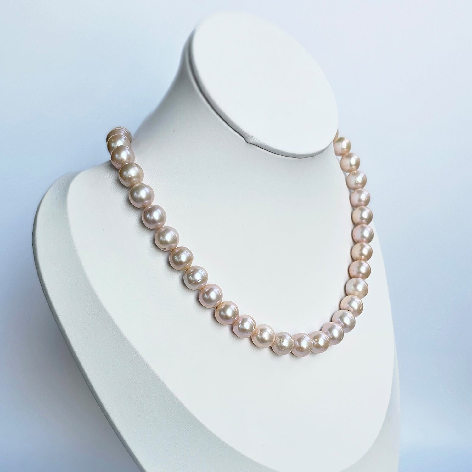 Luminous pink color freshwater pearl  necklace (With Earrings)