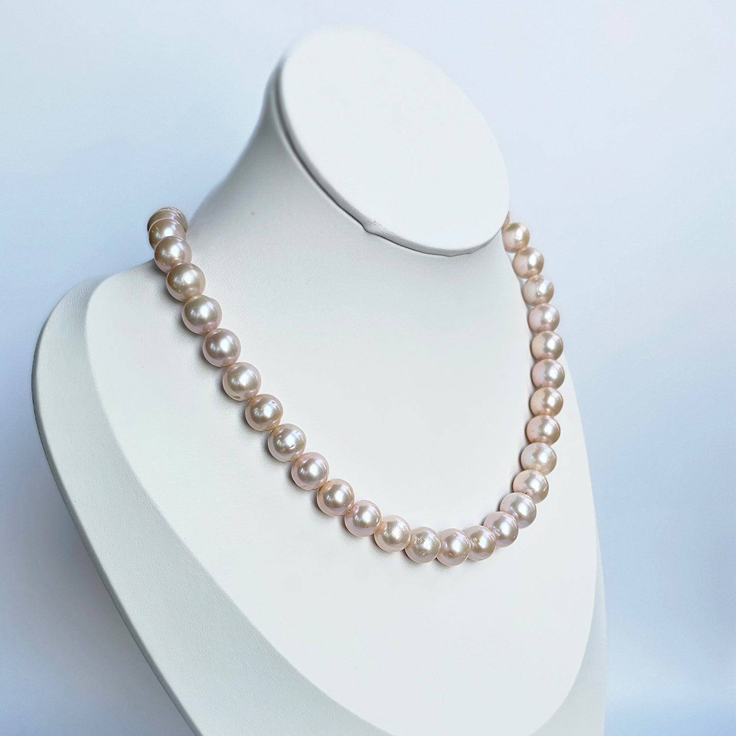 Luminous pink color freshwater pearl  necklace (With Earrings)