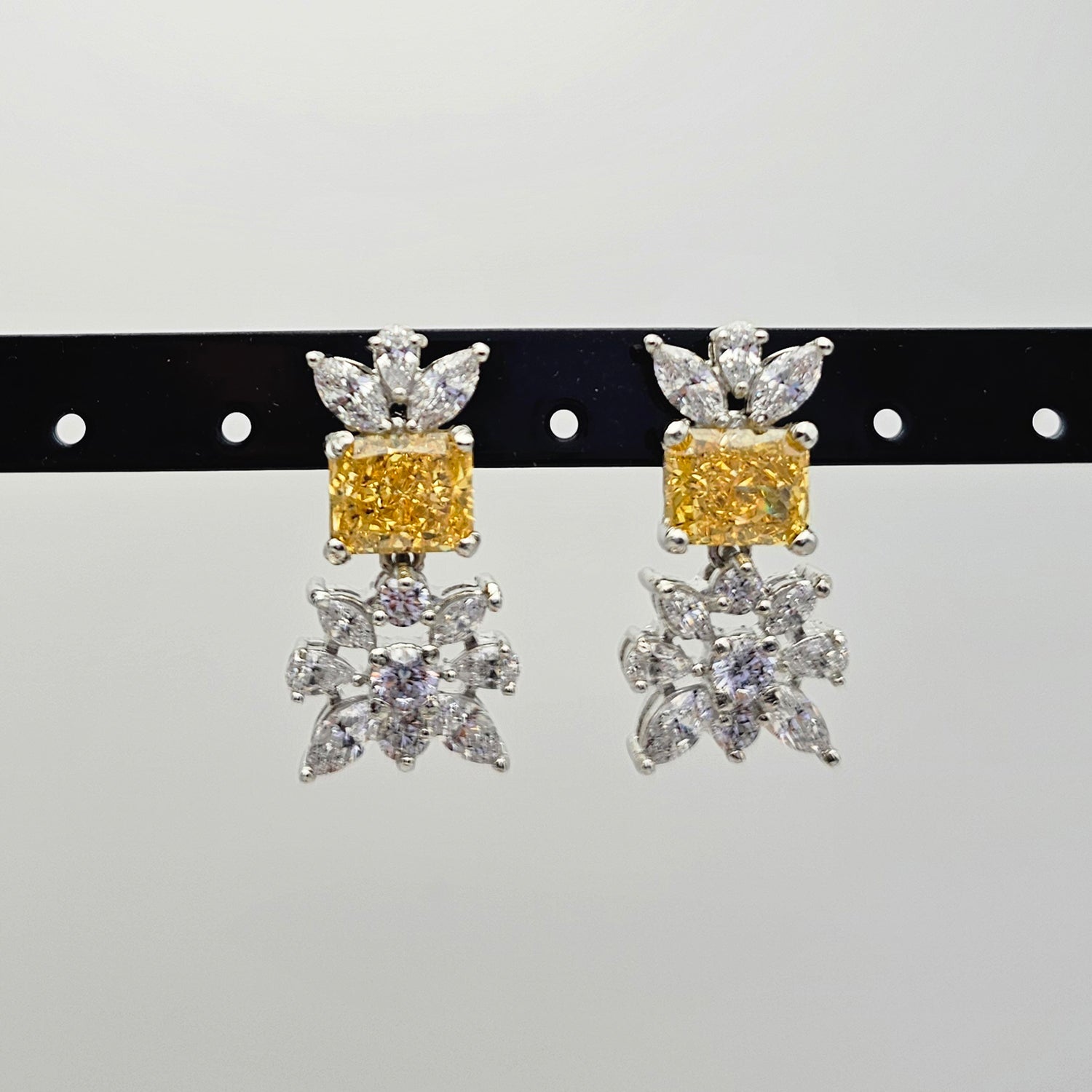 Mixed Shape Cut Yellow and White  Swarovski Earrings