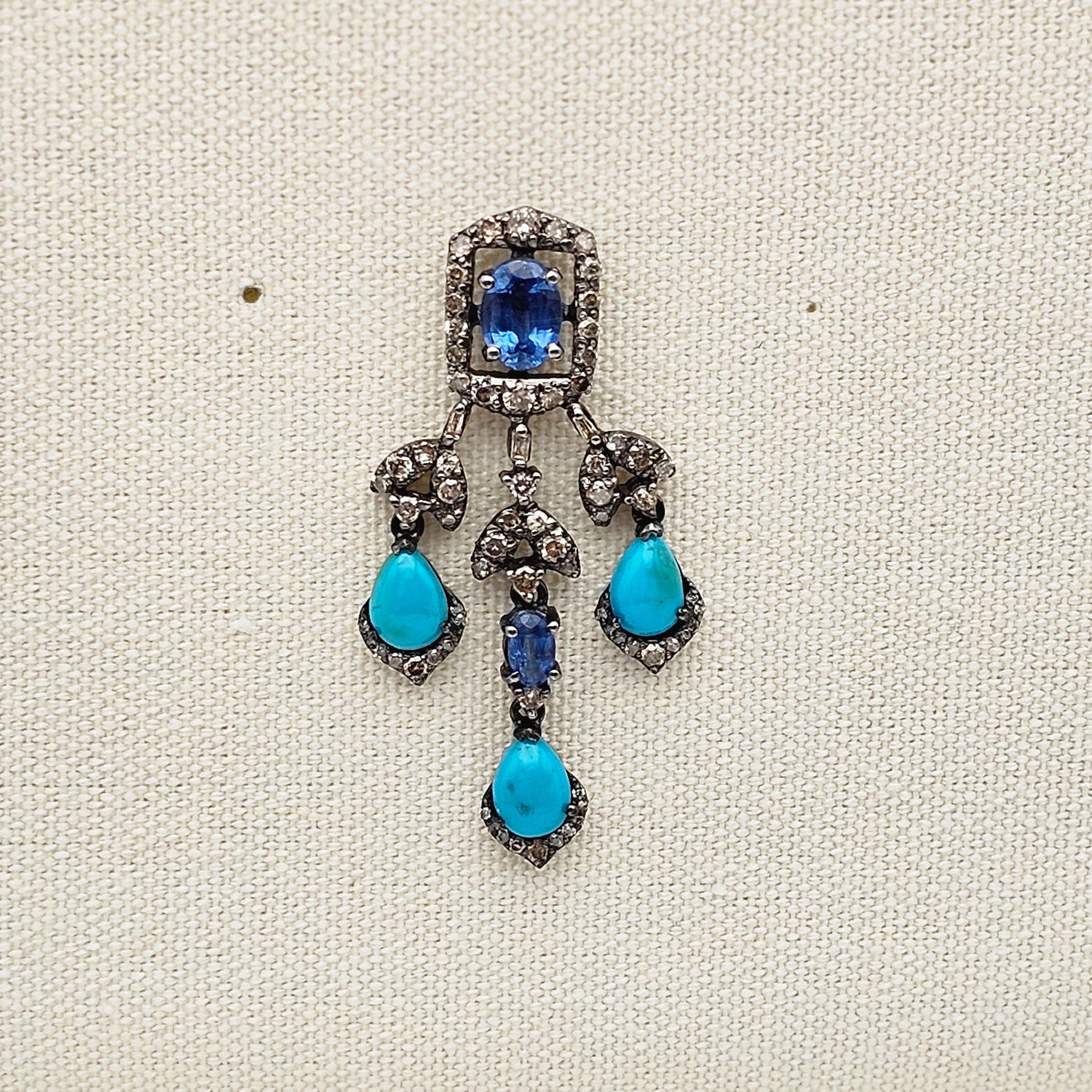 Natural Kyanite and Diamond  Earrings